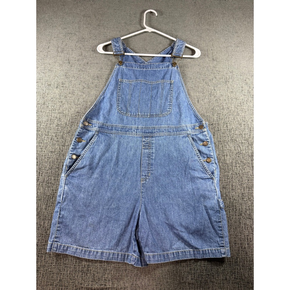 Liz Claiborne Lizwear Denim Shortalls Medium Wash Carpenter Overalls Size 8